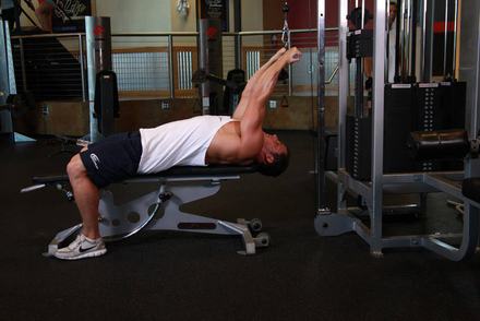 Lying Close-Grip Bar Curl On High Pulley